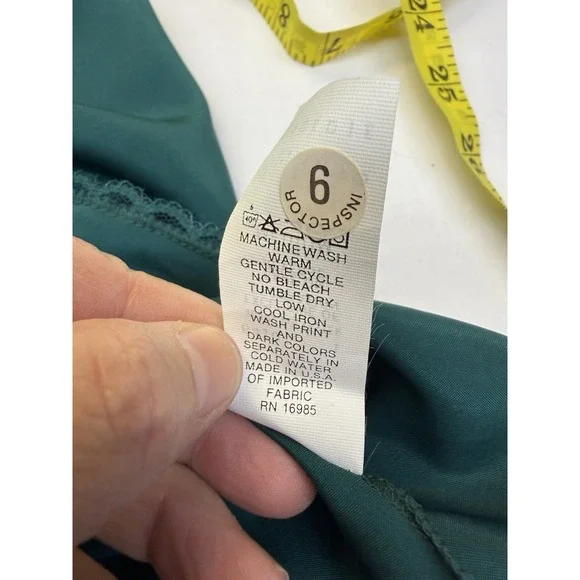 VTG 90's Val Mode Medium Green Slip Dress Lingerie Nightgown Cottagecore - Picture 7 of 7